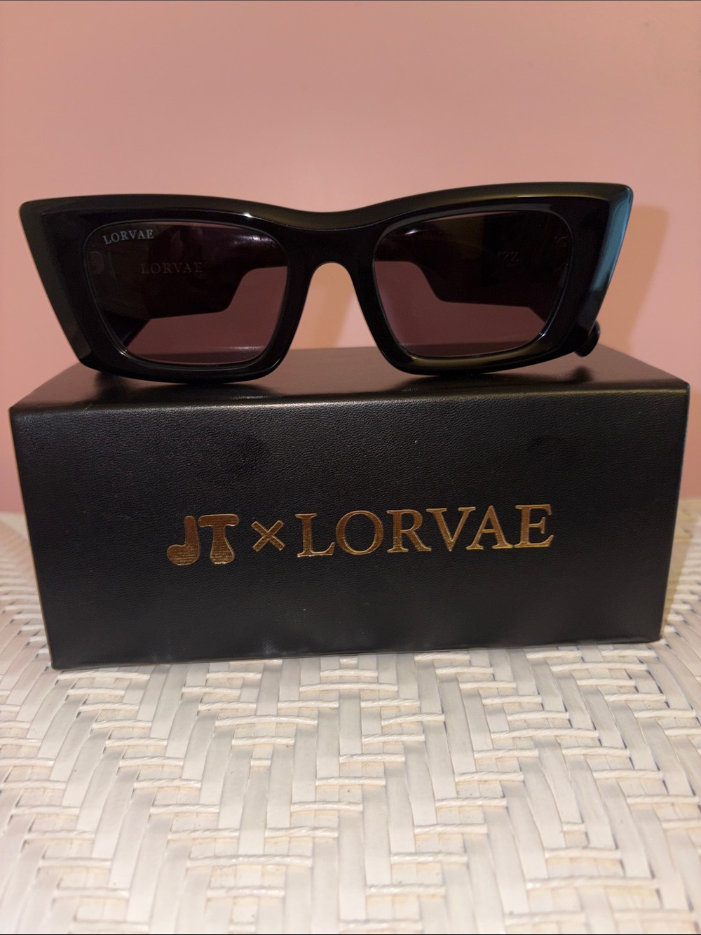 JT x LORVAE Black Rectangular Women's Sunglasses